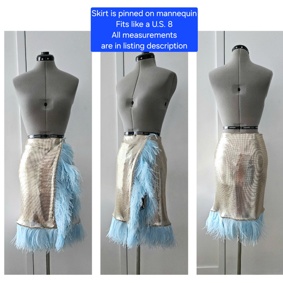 CHRISTOPHER KANE runway feather-paneled chainmail skirt nwt $3,227 it-46 / us-8 - Picture 3 of 14